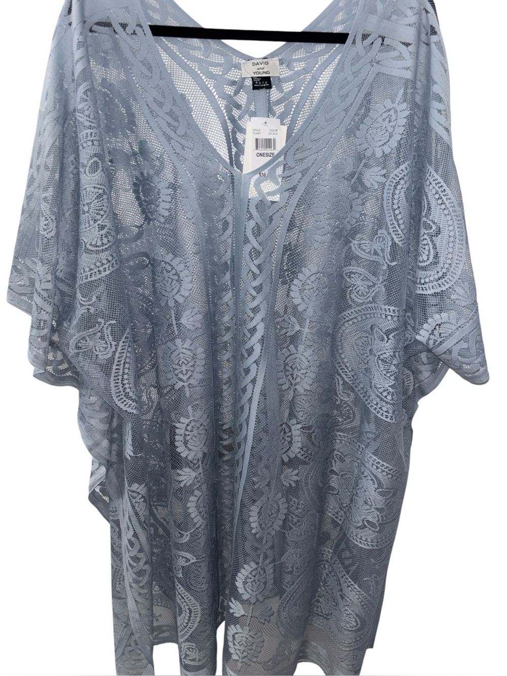 David and Young Light Blue Lace Kimono RT $36